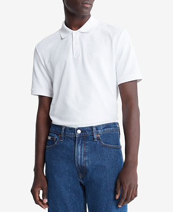 Мужская однотонная футболка-поло из пике Calvin Klein