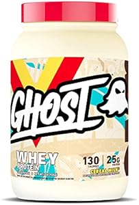 GHOST Whey Protein Powder (Порошок), Cereal Milk - 2LB Tub, 25G of Protein - Flavored Isolate, Concentrate & Hydrolyzed Whey Protein Blend - Post Workout Shakes - Soy & Gluten Free GHOST