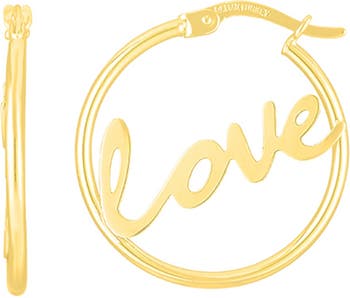 Серьги-кольца Love из 14-каратного желтого золота KARAT RUSH