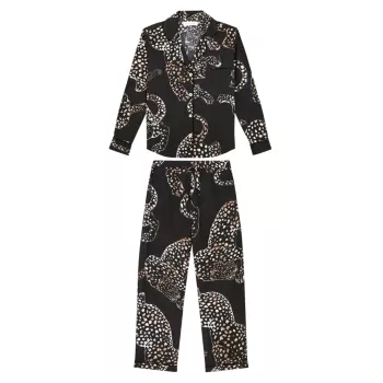 Хлопковый пижамный комплект с принтом Jaguar Desmond & Dempsey