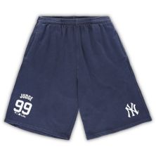 Men's Aaron Judge Navy New York Yankees Big & Tall Stitched Double-Knit Shorts Unbranded