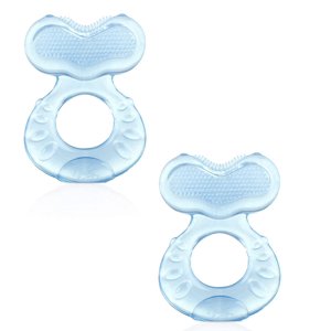 Nuby Silicone Teethe-EEZ Teether with Bristles Blue-2 Count NUBY