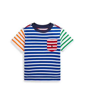 Полосатая футболка из хлопкового джерси с карманами для малышей и маленьких мальчиков Ralph Lauren