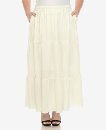 Многоярусная длинная юбка больших размеров со складками White Mark