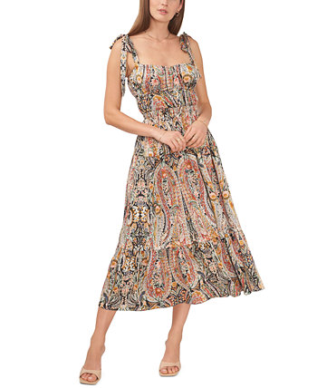 Женское платье миди с завязками и эластичной талией с принтом 1.STATE