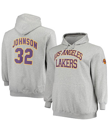 Мужская толстовка с капюшоном Magic Johnson Heather Grey Los Angeles Lakers Big and Tall Name & Number Mitchell & Ness