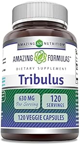 Amazing Formulas Tribulus Terrestris Extract 630mg per Serving (Порция) 120 Veggie Capsules (Капсулы на растительной основе) | 45% Steroidal Saponins | Non-GMO | Gluten Free | Made in USA | Ideal for Vegetarians Amazing Nutrition