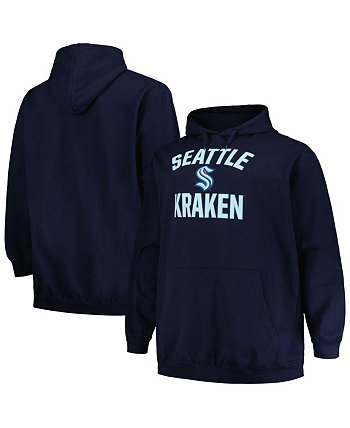 Мужской пуловер с капюшоном темно-синего цвета Seattle Kraken Big and Tall Arch с логотипом Profile