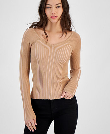 Женский свитер Allie в рубчик с V-образным вырезом GUESS