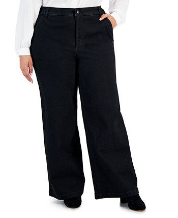 Джинсы больших размеров с высокой посадкой и широкими штанинами, созданные для Macy's Style & Co