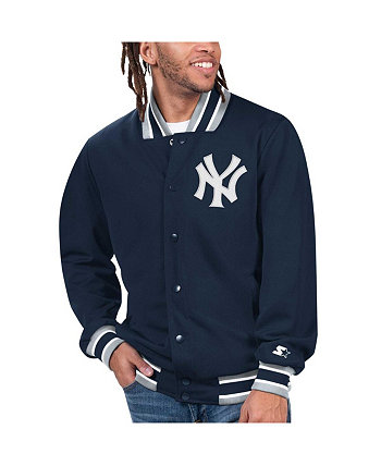 Мужская темно-синяя атласная куртка на кнопках New York Yankees Secret Weapon Starter