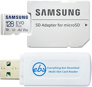 Samsung 128GB MicroSDXC EVO Plus Memory Card with Adapter Works with DJI Mini 4 Pro Action Drone (MB-MC128KA) V30 U3 A2 Bundle with (1) Everything But Stromboli MicroSD & SD Card Reader Everything But Stromboli