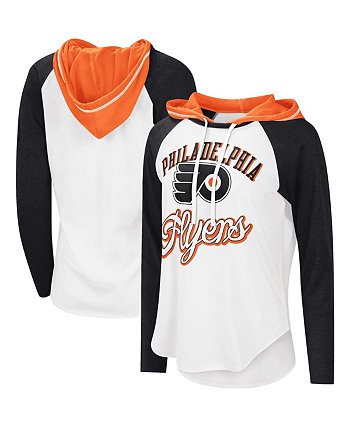 Женская футболка G-III Sports by Carl Banks Бело-черная футболка с капюшоном Philadelphia Flyers MVP Raglan Starter