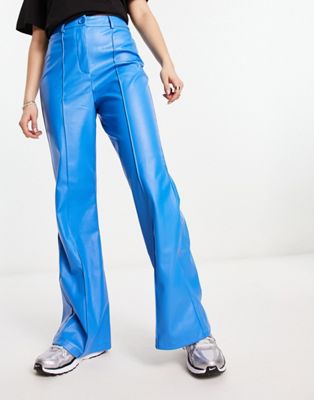 Широкие брюки из искусственной кожи Urban Threads синего кобальта — часть комплекта Urban Threads