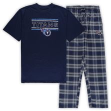 Men's Concepts Sport Navy/Light Blue Tennessee Titans Big & Tall Flannel Sleep Set Unbranded