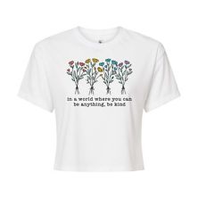 Juniors' Be Kind Flowers Cropped Graphic Tee Licensed Character
