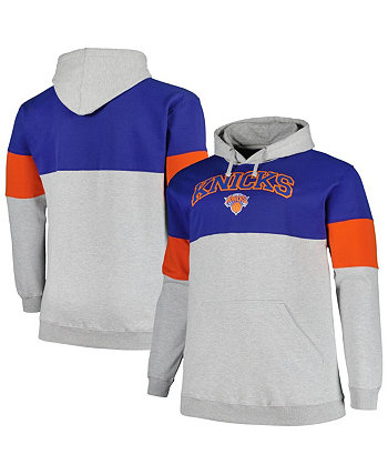 Мужской пуловер с капюшоном New York Knicks Big and Tall синего и оранжевого цвета Fanatics