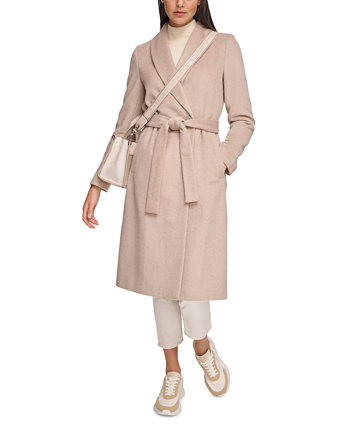 Женское пальто с шалевым воротником и поясом Calvin Klein