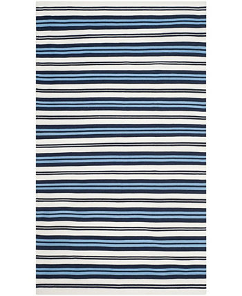 Leopold Stripe LRL2462B Белый и французский синий коврик размером 4 х 6 футов для улицы LAUREN Ralph Lauren