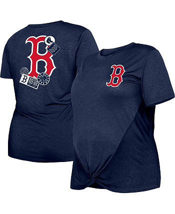 Женская темно-синяя футболка Boston Red Sox больших размеров с двойным узлом спереди New Era