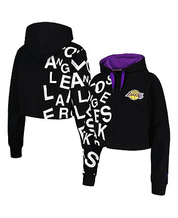 Женский укороченный пуловер с капюшоном Los Angeles Lakers черного цвета FISLL