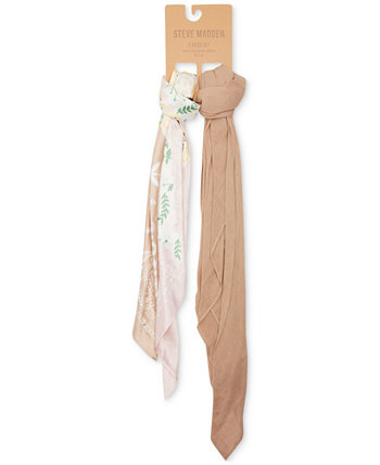 Женский комплект из атласного квадратного шарфа и марлевого шарфа Steve Madden