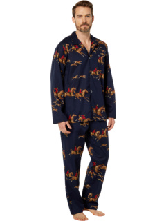 Пижамный топ с длинными рукавами и пижамные брюки со складками Ralph Lauren