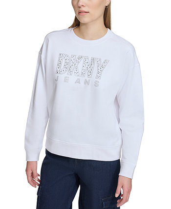 Женский свитшот DKNY с украшением в виде заклепок на логотипе DKNY
