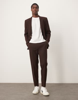 ASOS DESIGN tapered suit pants in brown ASOS DESIGN