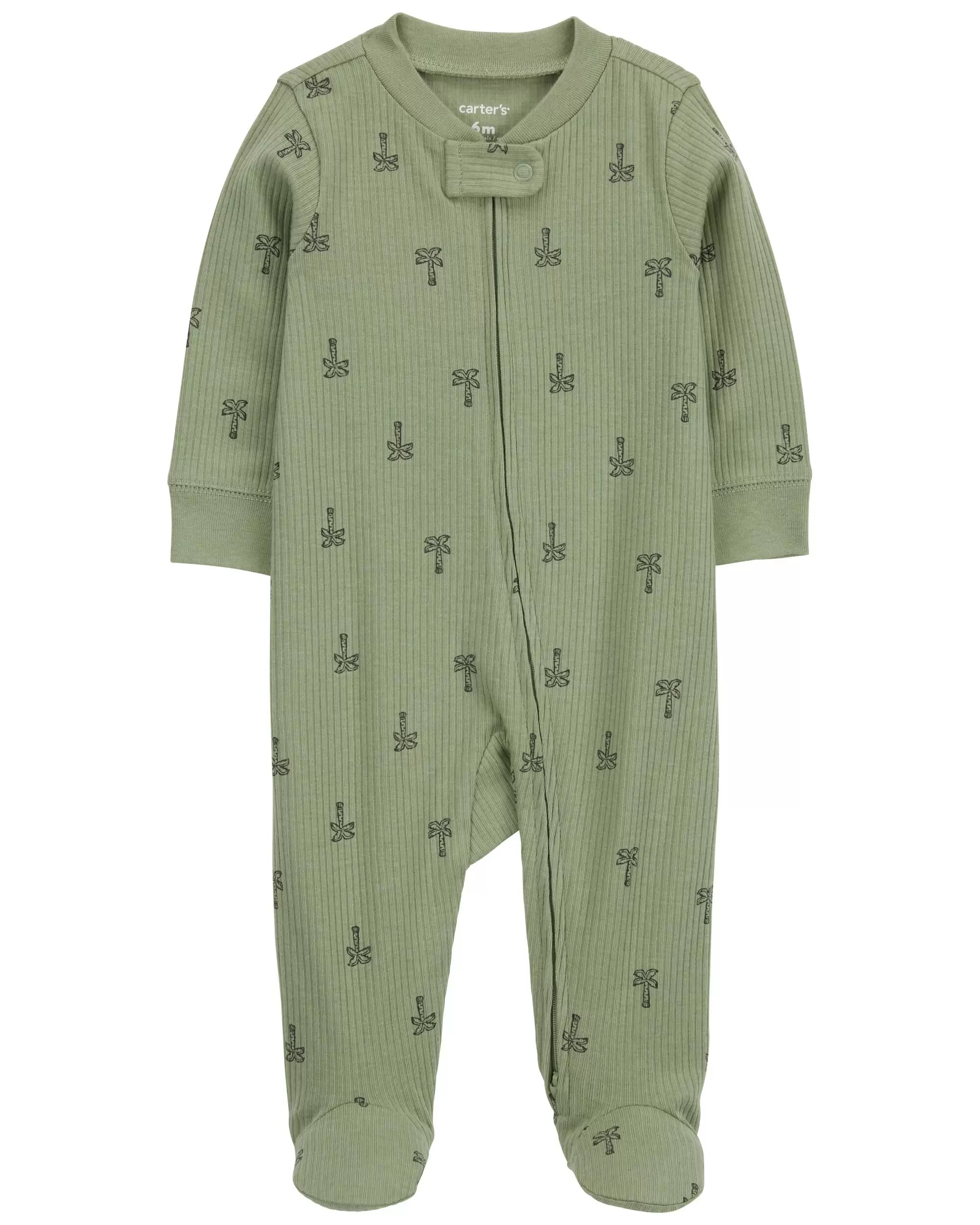 Хлопковая пижама для сна и игр с двусторонней молнией Baby Palm Tree Carter's