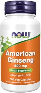 NOW Foods Supplements, American Ginseng (Panax quinquefolius) 500 mg, Herbal Supplement, 100 Veg Capsules (Вегетарианские капсулы) NOW Foods