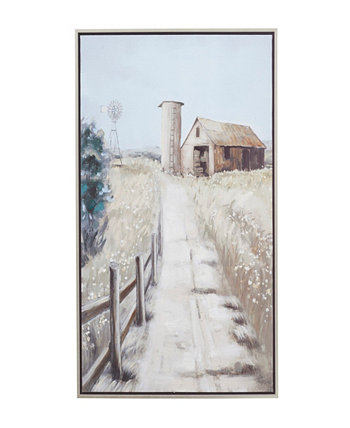 Картина на холсте с пейзажем амбара в рамке с серебристой рамкой, 32 x 2 x 48 дюймов Rosemary Lane