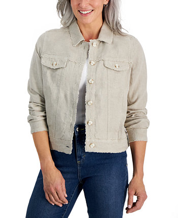 Миниатюрная куртка из 100% льна с потертыми краями, созданная для Macy's Charter Club