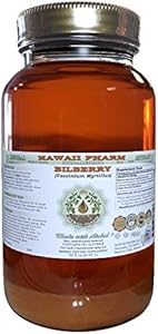 Bilberry Alcohol-Free Liquid Extract, Organic Bilberry (Vaccinium myrtillus) Dried Leaf Glycerite Hawaii Pharm Natural Herbal Supplement 2 oz Hawaii Pharm