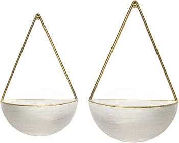 Круглые металлические настенные горшки белого/золотого цвета - набор из 2 шт. Stratton Home Décor