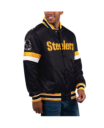Мужская черная университетская атласная куртка с длинными кнопками Pittsburgh Steelers Home Game Starter