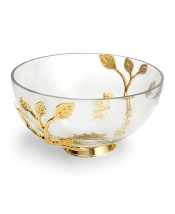Фирменная коллекция Bird Glass Bowl с латунным основанием и переплетающимися золотистыми акцентами на стекле Godinger