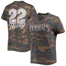 Женская футболка Tri-Blend с V-образным вырезом и именем Majestic Threads Derrick Генри Camo Tennessee Titans Majestic Threads