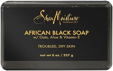 SheaMoisture Bar Soap African Black Soap for Troubled Skin Cleanser with Shea Butter 8 oz SheaMoisture