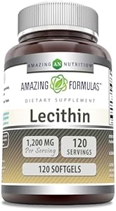 Amazing Formulas Lecithin 1200 mg Softgels (Мягкие капсулы) Supplement | High Potency | Non-GMO | Gluten Free (1 Pack, 120 Count) Amazing Nutrition