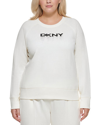 Спортивный топ большого размера с украшенным логотипом DKNY