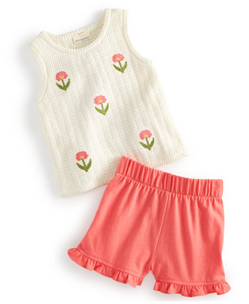 Baby Girls Fresh Stamps Crochet Tank Top & Shorts, 2 Piece Set, Created for Macy's First Impressions