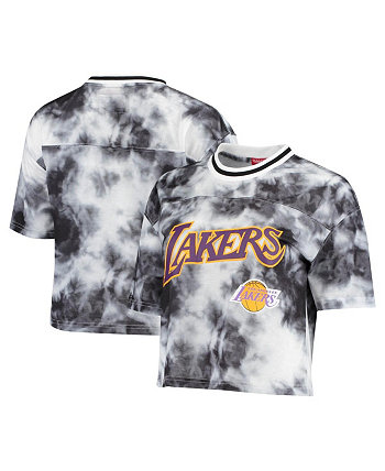Женская черно-белая укороченная футболка Los Angeles Lakers Hardwood Classics Tie-Dye Mitchell & Ness