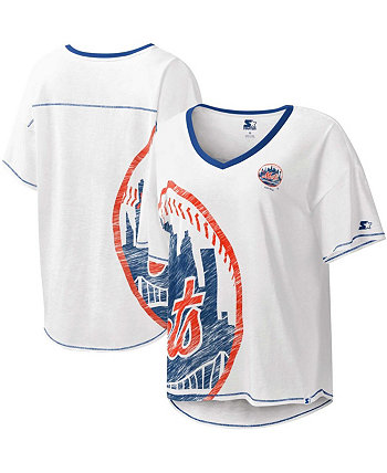 Женская белая футболка с v-образным вырезом New York Mets Perfect Game Starter