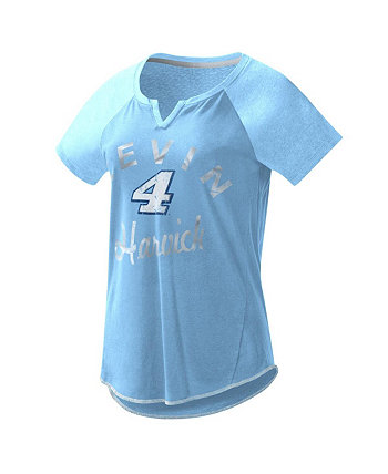 Женская голубая футболка Kevin Harvick Grand Slam Tri-Blend Notch с v-образным вырезом G-III