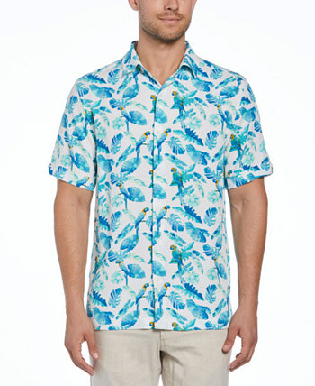 Мужская рубашка обычного кроя с коротким рукавом и тропическим принтом попугая Cubavera