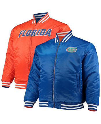 Мужская двусторонняя атласная куртка с молнией во всю длину Royal, Orange Florida Gators Big and Tall Profile