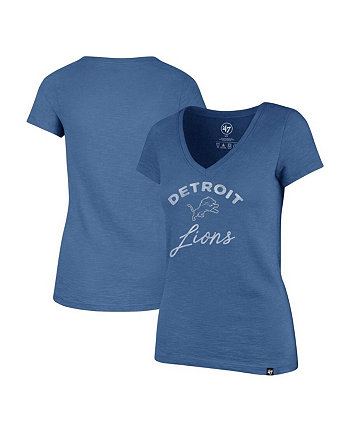 Женская синяя рваная футболка с v-образным вырезом Detroit Lions Avery Scrum '47 Brand