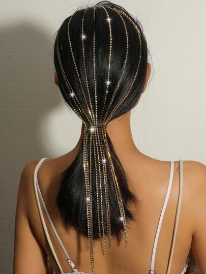 Ободок для волос со стразами с бахромой SHEIN