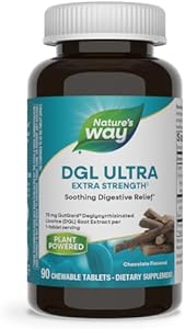 Nature's Way DGL Ultra - Extra Strength** - Premium Licorice Root Extract - Digestive Relief* - With Gutgard ® - Vegan & Gluten Free - 90 Chewable Tablets (Жевательные таблетки) - Chocolate Flavored Nature's Way